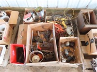 Pallet of Antique Grinders, Old Wrenches, Etc