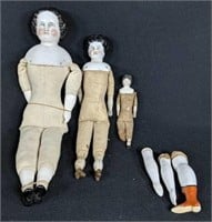 Three Early Porcelain China Dolls