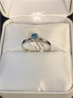 10K white Gold Ring  Blue Diamond w/ COA
