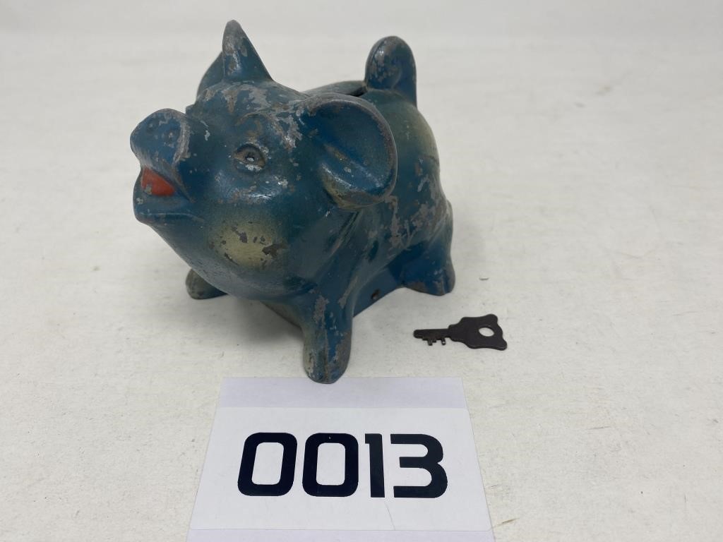 Vintage metal pig bank