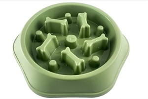 Dog Slow Food Feeding Pet Bowl (L Green) Set of 3