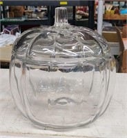 GLASS PUMPKIN COOKIE / CANDY JAR