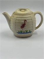 Vintage porcelain  teapot, flamingo design
