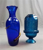 Vintage Blenko Vase and Viking Fairy Lamp