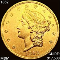 1852 $20 Gold Double Eagle UNCIRCULATED