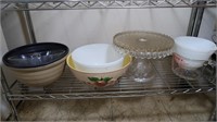 Contents of Shelf-Bowls, Clear Glass Raised Cake