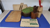 Cutting Boards, Bread Warmer, Knife Block (2),