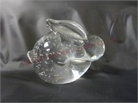 Glass Bunny Rabbit Paperweight w Bubbles