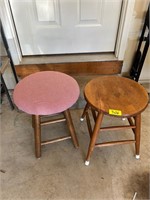 Two wood stools