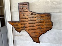 Texas State Wood Plaque Barbed Wire Collectible