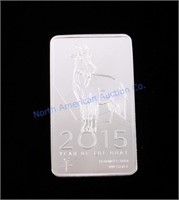 2015 Year of the Goat 10 Troy Oz. .999 Silver Bar