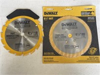 (2) DeWalt 6 1/2" sharp construction saw blades