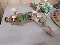 DRIFTWOOD DECOR WITH GEMS AND MUSHROOMS