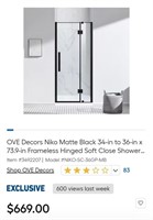 OVE 48IN Matte Black Shower Door