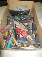 Tray Lot of Screwdrivers and Box Bolts