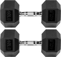 40LB Pair Rubber Encased Hex Dumbbell