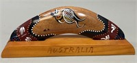 Australian Hand Made Wood Boomerang w /Stand