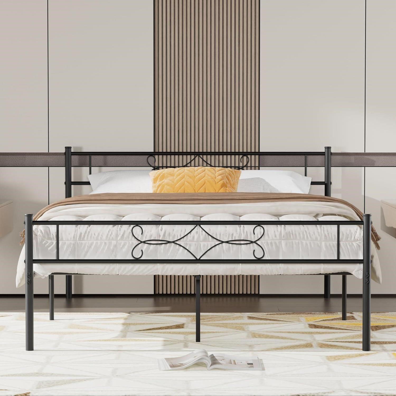 VECELO Queen Size Bed Frame Metal Platform