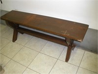 Vintage Wooden Bench  51x12x18 inches