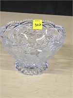 German Lead Crystal Etched Rose Bowl 4" T