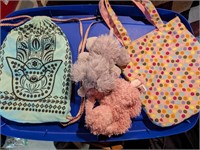 bags and Webkinz poodle and elephant