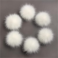 Pack of 6 Faux Fox Fur Pompoms 3.9inch/10CM Furry