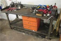 Work bench includes 4" bench vise, drills, taps
