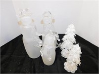 5 Dept 56 frosted acrylic snowman and trees