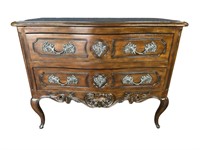 HEAVY CARVED FRENCH 2 DRAWER MAHOGANY CHEST