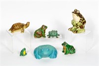 American Art Pottery, Six Frogs and One Turtle