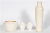 Four Moorecroft White Luster Glaze Vases