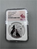 2023-P Australia Silver $1 Coin, Year of the Rabbi