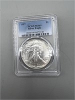 1987 PCGS MS69 Silver American Eagle, 2nd Year of
