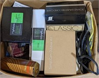 Box lot of misc. music/electrical items.