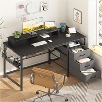 Computer Desk with 3 Drawers & Storage Shelf