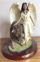 Native American Woman & Buffalo Statue 10"