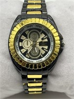 Denacci Black & Gold Tone Fancy Watch
