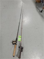Zebco rod & reel and a Shimano rod with Scout reel