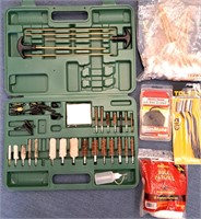 GUN CLEANING KIT BOX & ASSORTED CLEANING SUPPLIES