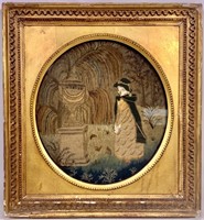 Needlework mourning embroidery picture,