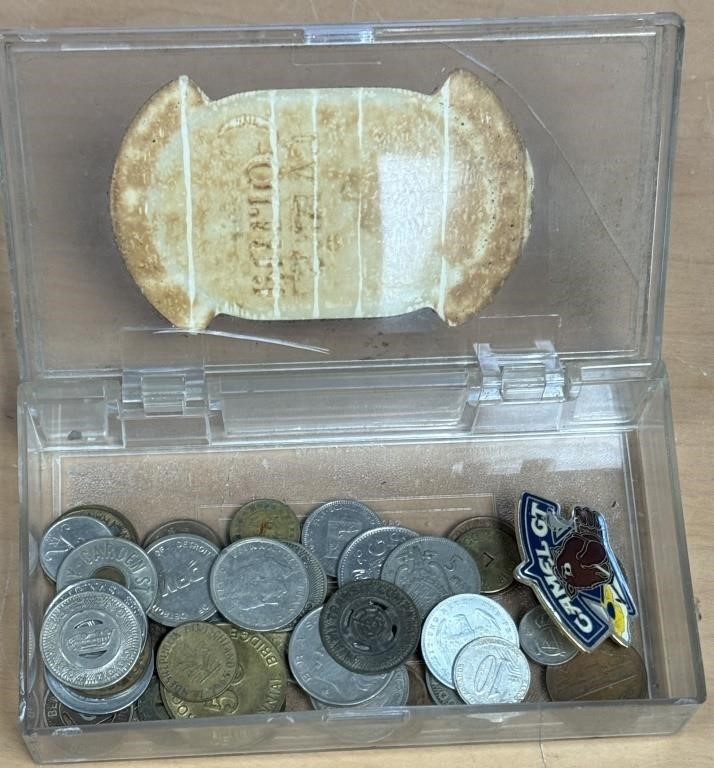 ASSORTED FOREIGN COINS AND TOKENS / SHIPS