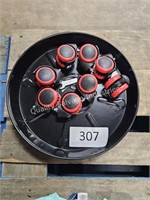 2- metal pans & 8- caster wheels