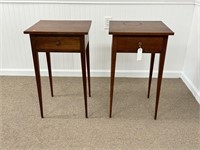 2 Cherry Hepplewhite Style Single Drawer Stands