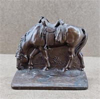 Vtg Bronze Cast Horse Book End