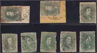 CSA Stamps #1 Used x8 all with CDS cancel CV $1400