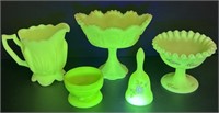 Fenton Uranium Art Glass Lot Collection