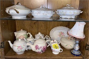 Contents of Cabinet: Assorted China Tureens,
