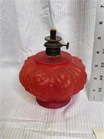 Miniature "Beaded Crinkle" Red Satin Glass Oil