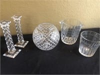 Ceska Crystal glass Bowl, candle sticks & more