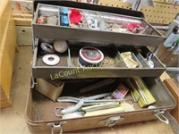 metal fishing tackle box w contents